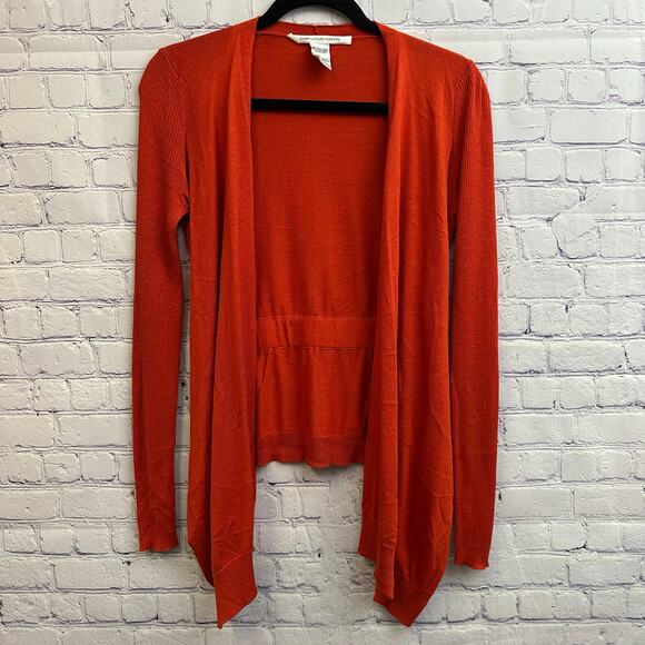 Diane von Furstenberg Orange Red Open Cardigan Silk Cashmere Blend Small - Picture 1 of 6